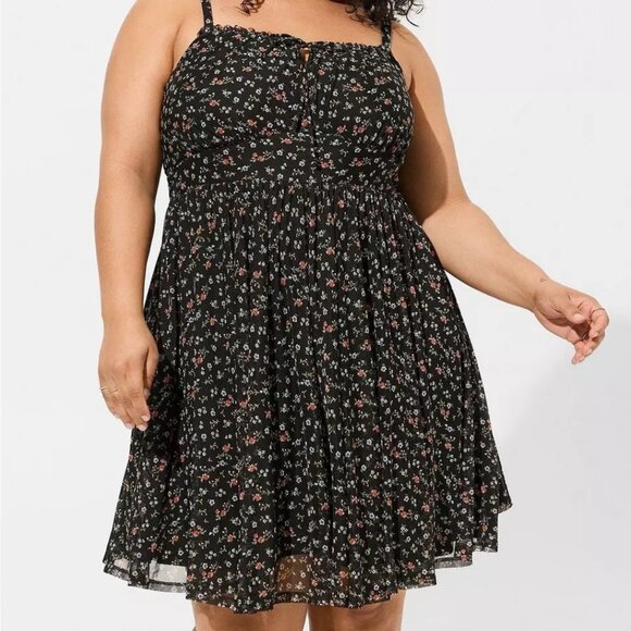 Torrid Mini Mesh Floral Skater Dress Size 0 - Picture 1 of 5